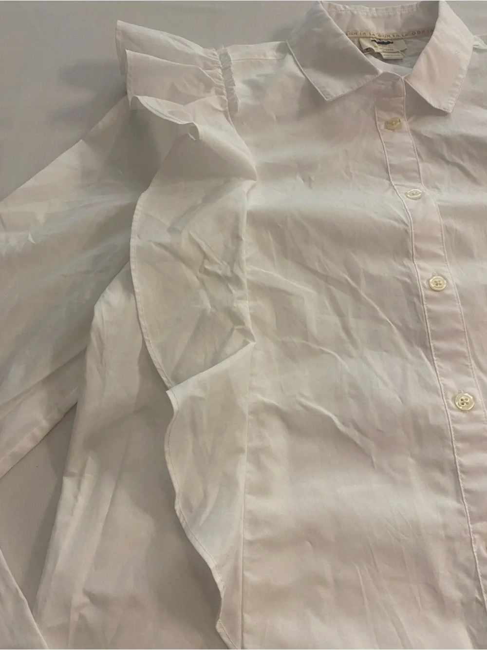 Kate Spade Women’s White Ruffle Button Down Shirt Peplum size medium